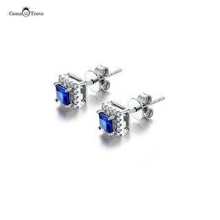 Sapphire Blue Princess Cut Studs