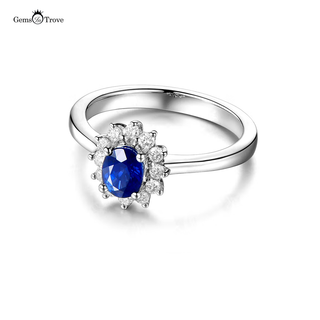 Sapphire Gold Ring Flower Halo