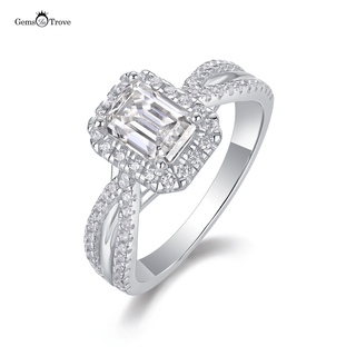 Radiant Halo Emerald Moissanite Ring