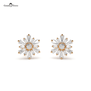 Floral Diamond Gold Earrings