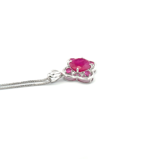 Vintage Ruby Cluster Drop Pendant