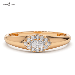Marquise Cut Halo Diamond Ring