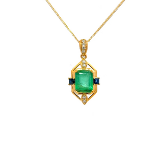 Emerald Sapphire Duo Pendant