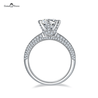 Fancy pave solitaire moissanite ring