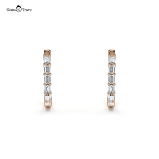 Channel Set Diamond Hoop Earrings