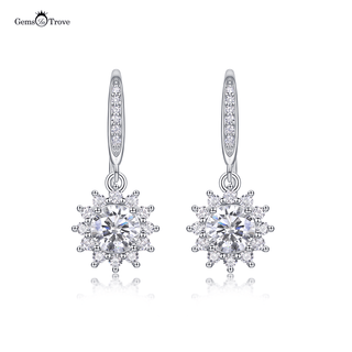 Moissanite Halo Dangle Earrings