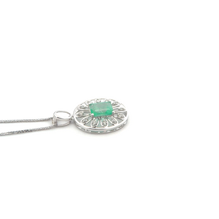 Frosted Halo Emerald Pendant