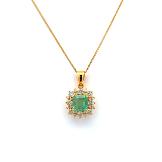 Emerald Radiance Oval Halo Necklace
