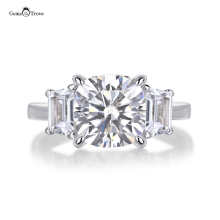 Cushion Moissanite 3 stone Ring