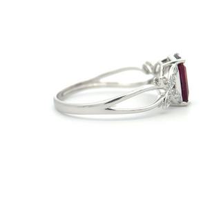 Emerald-Cut Ruby Diamond Ring