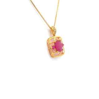 Cushion Ruby Accent Pendant