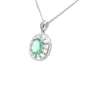 Emerald Diamond Oval Pendant