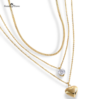 2-Prong Moissanite Heart Charm Necklace