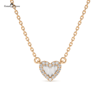 Baguette Diamond halo Heart Pendant