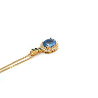 Vintage Oval Sapphire Diamond Pendant