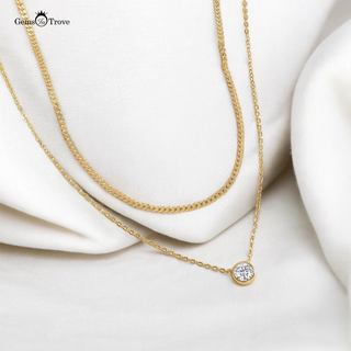 Moissanite Bezel Curb Chain Stacking