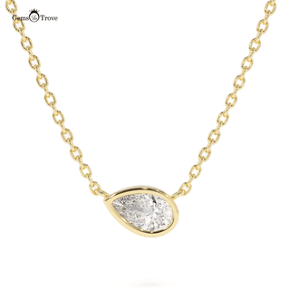 Pear Bezel Set Pendant Necklace