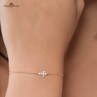 Gold Diamond Cross Bracelet