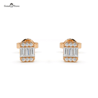 Baguette and Round Diamond Earrings