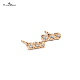 Sparkling Three Diamond Stud Earrings