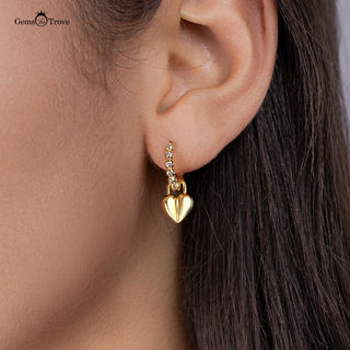 Moissanite Gold Heart Earrings Drop