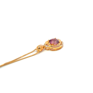 Oval Pink Spinel Halo Pendant