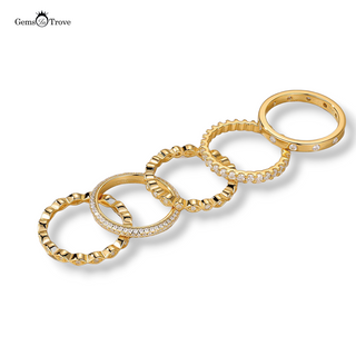 Gold Moissanite Stackable Ring Set