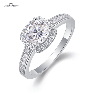 Bezel Halo Cushion Moissanite Ring