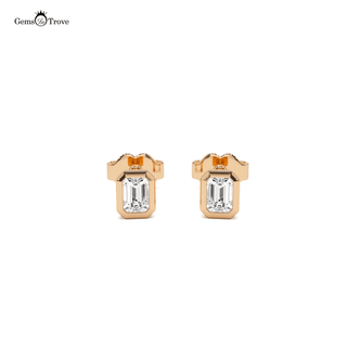 Emerald Cut Diamond Stud Earrings