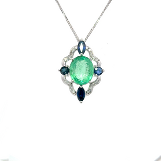 Emerald Sapphire Bloom Pendant