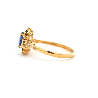 Sapphire Diamond Cluster Ring