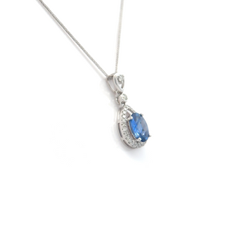 Sapphire Couture Diamond Halo Pendant