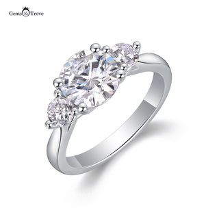 Unique Triple Stone Moissanite Ring