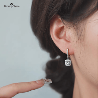 Radiant Round Moissanite Dangles Earring