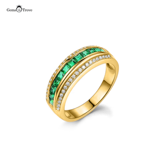 Emerald Wedding Band with Diamonds