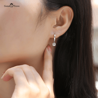 Minimalist Moissanite Dangle Hoop