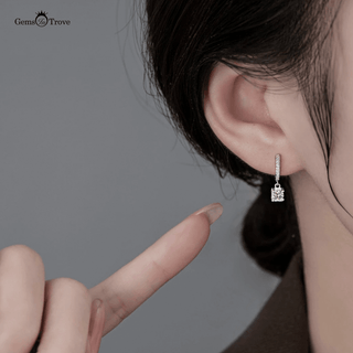 Round Moissanite Drop Pave Earrings