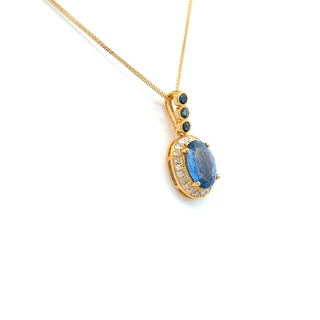 Vintage Oval Sapphire Diamond Pendant
