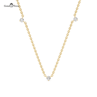 Diamond Embedded Gold Chain Necklace