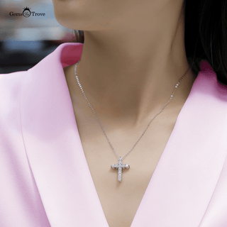 Moissanite Cross Pendant Necklace