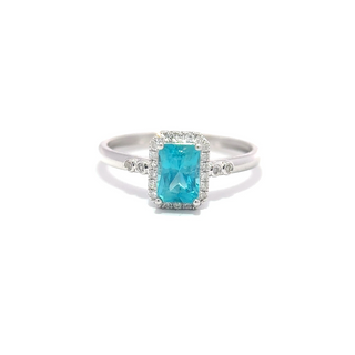 Apatite Diamond Halo Ring