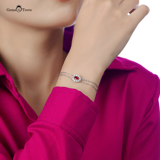 Oval Ruby Bracelet Adjustable Chain