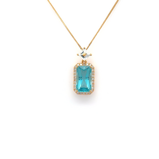 Apatite and Aquamarine Geometric Pendant