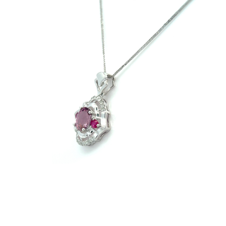Pink Spinel Ruby Halo Pendant