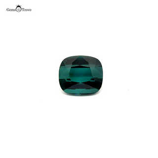 Close-up of a 14.26ct green indicolite tourmaline, perfect for custom designs.