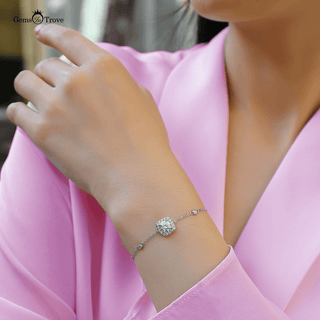 Intricate Moissanite Silver Bracelet