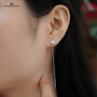 Round Moissanite Drop Earrings