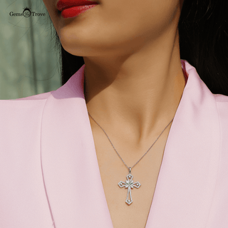 Modern Moissanite Cross Pendant
