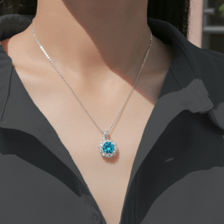 Moissanite Blue Diamond Halo Pandent