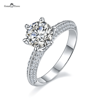 Fancy pave solitaire moissanite ring